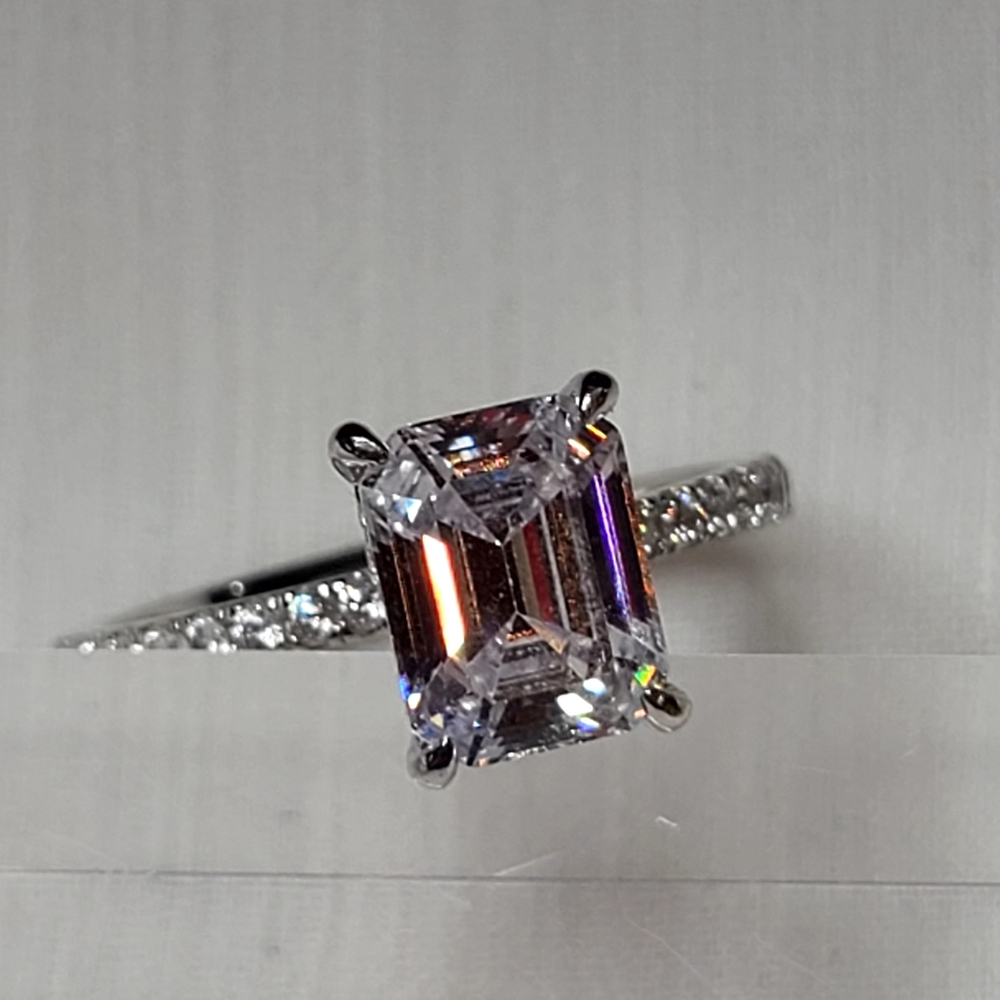Emerald Cut Sterling Silver Ring - image 8
